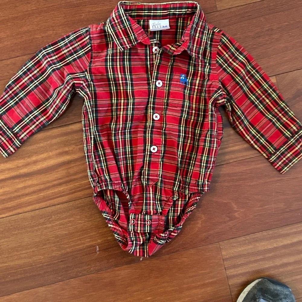 B.U.M. Baby Plaid Button Up Onesie